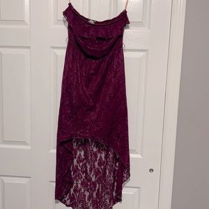 Purple Lace High-Low Dress With Tube Top Upper